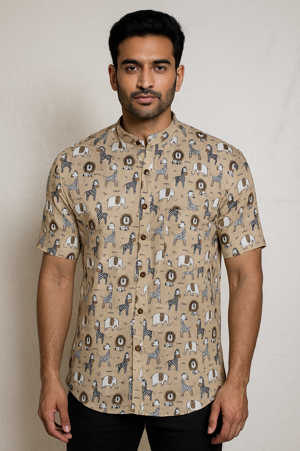 Beige Handcrafted Safari Shirt