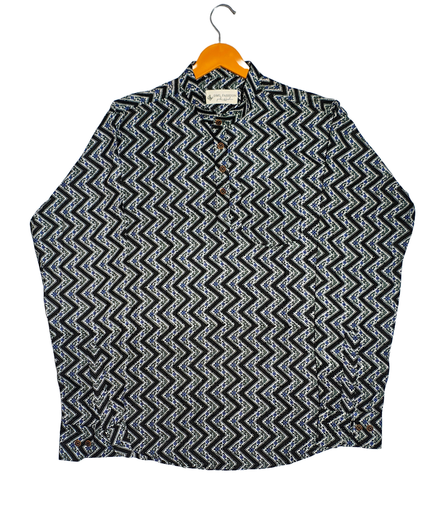 Indigo Zigzag Sanganeri Cotton Kurta Shirt