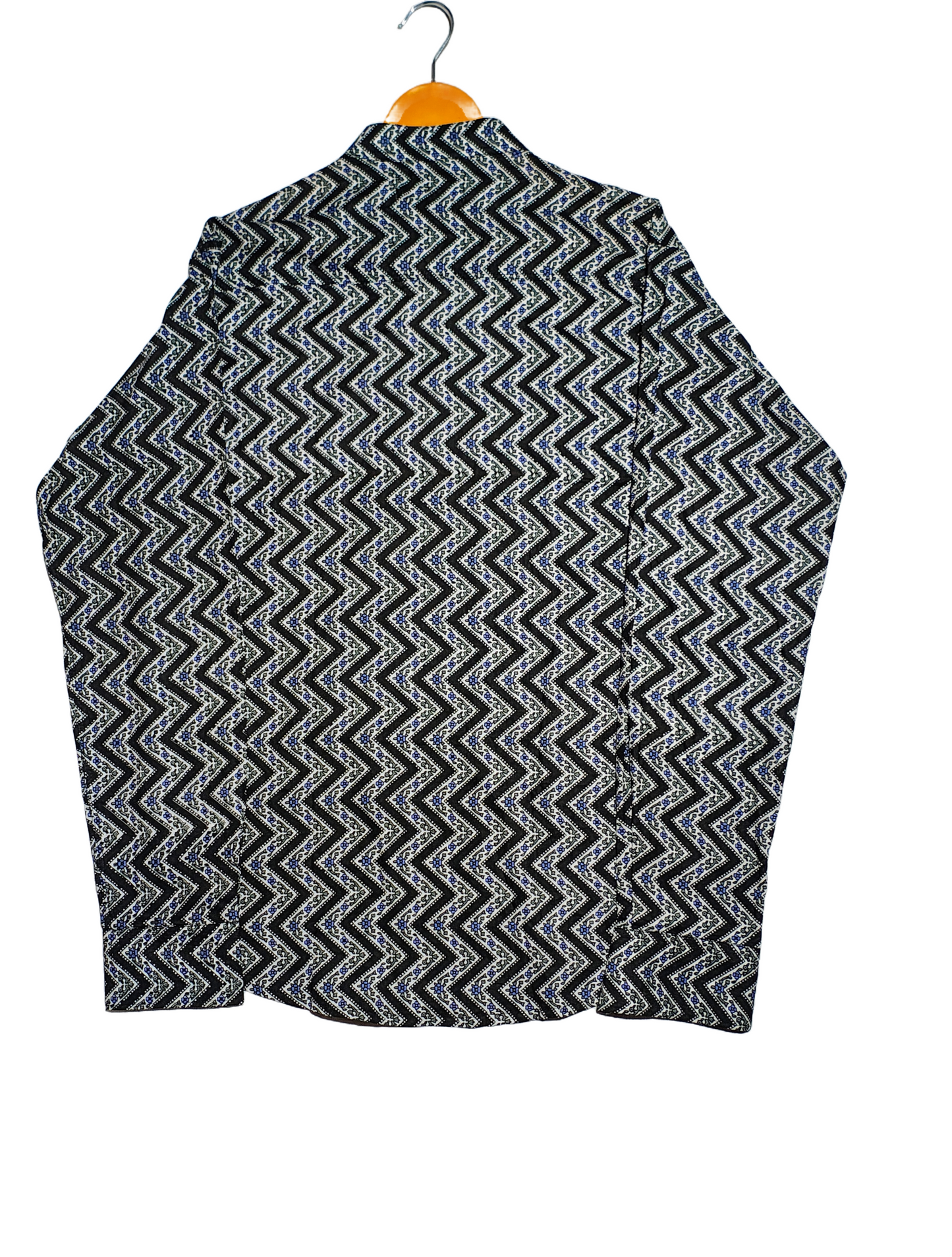 Indigo Zigzag Sanganeri Cotton Kurta Shirt
