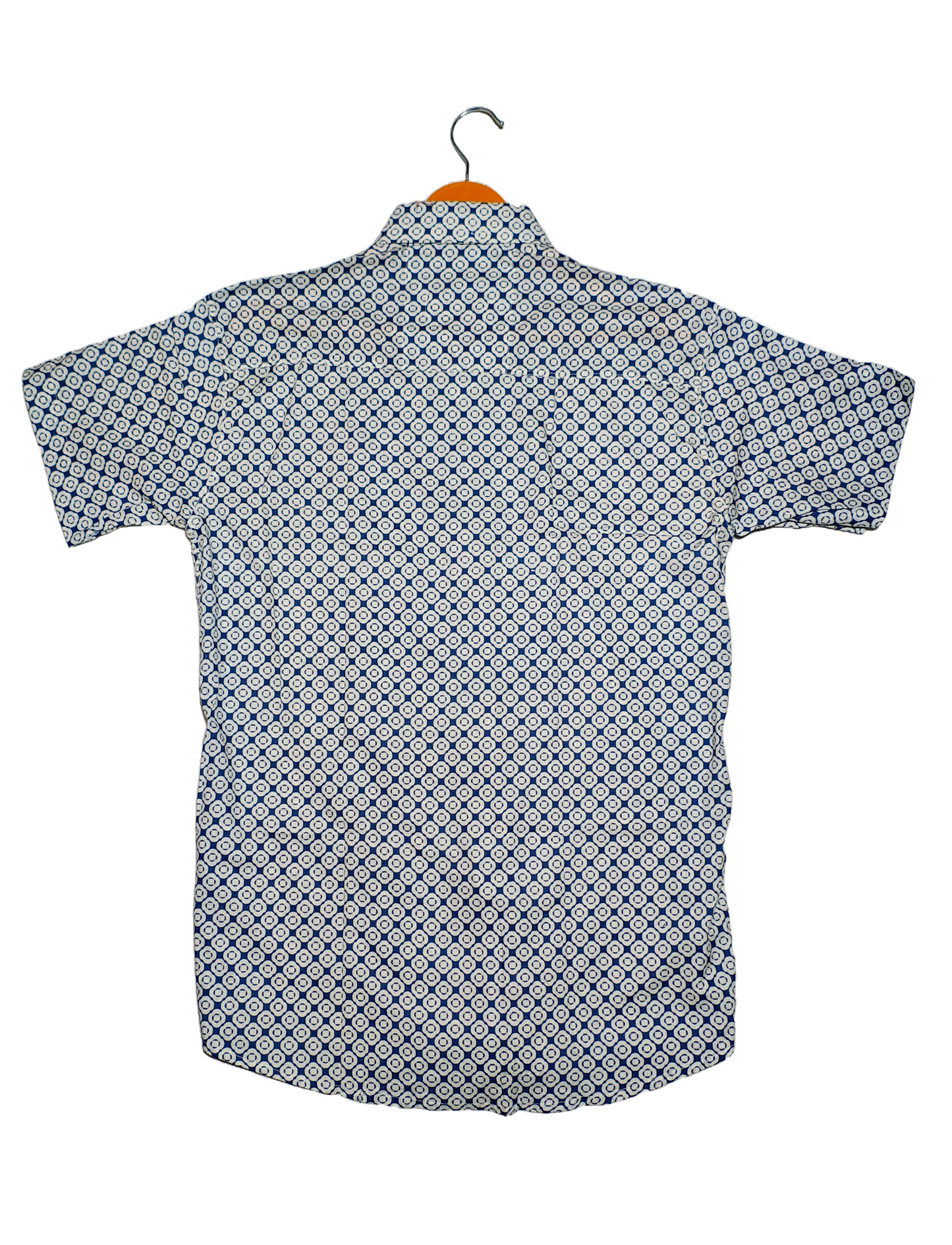 Blue Geometric Print Cotton Shirt