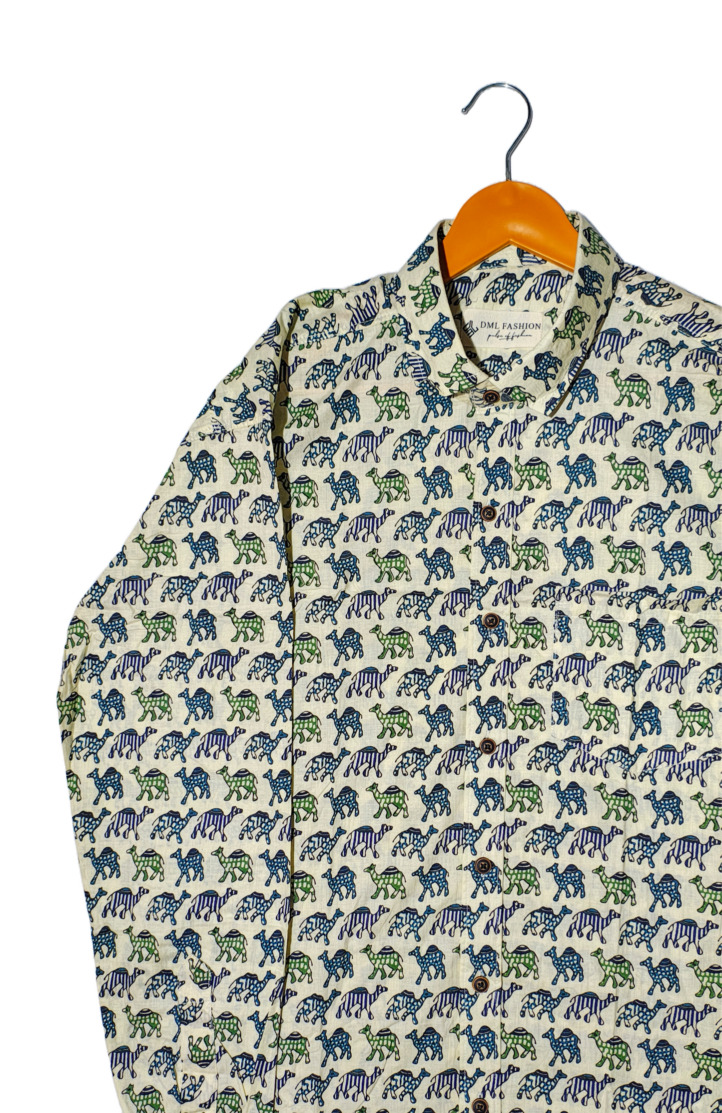 Multicolor Handblock Animal Print Cotton Shirt