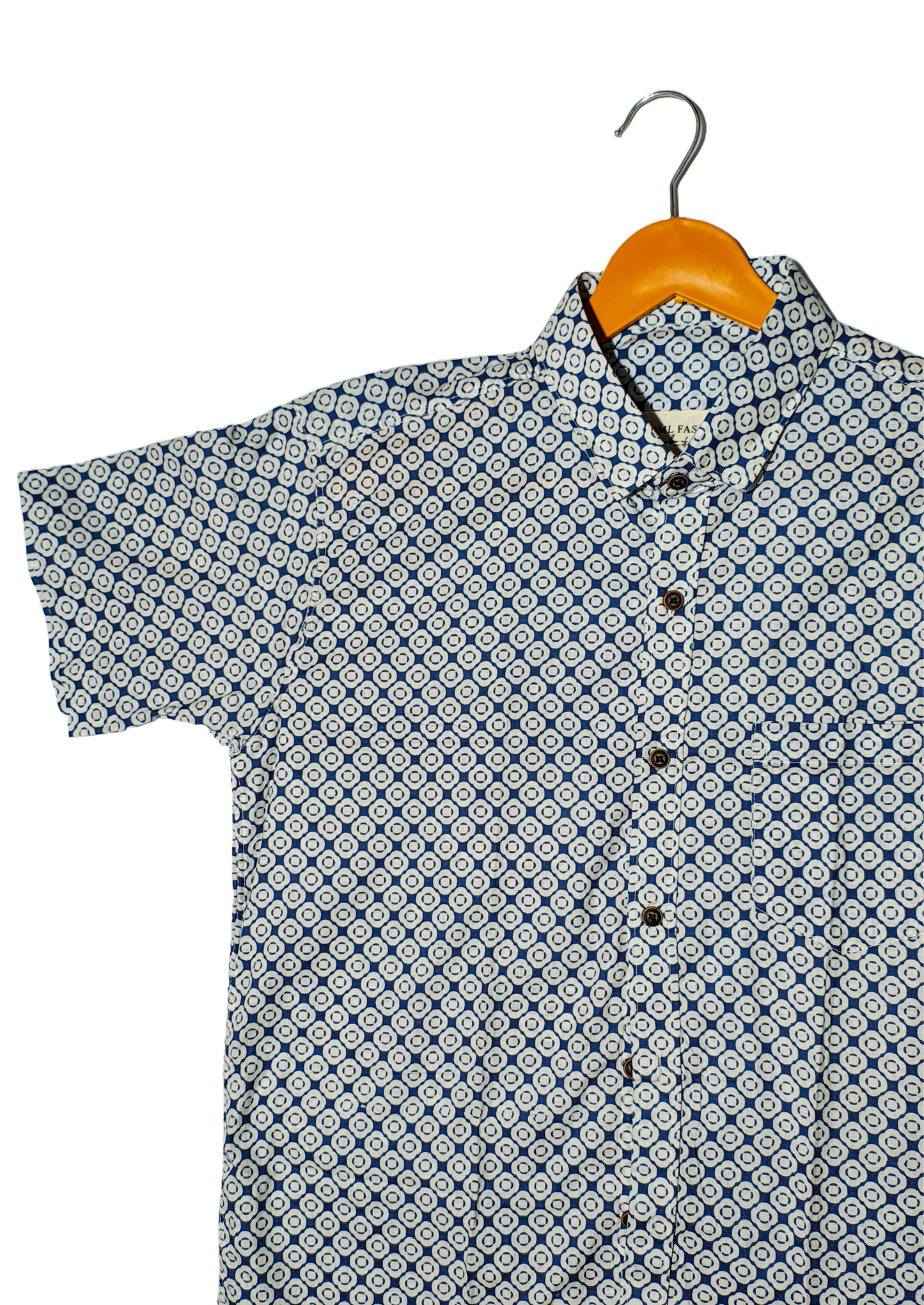 Blue Geometric Print Cotton Shirt