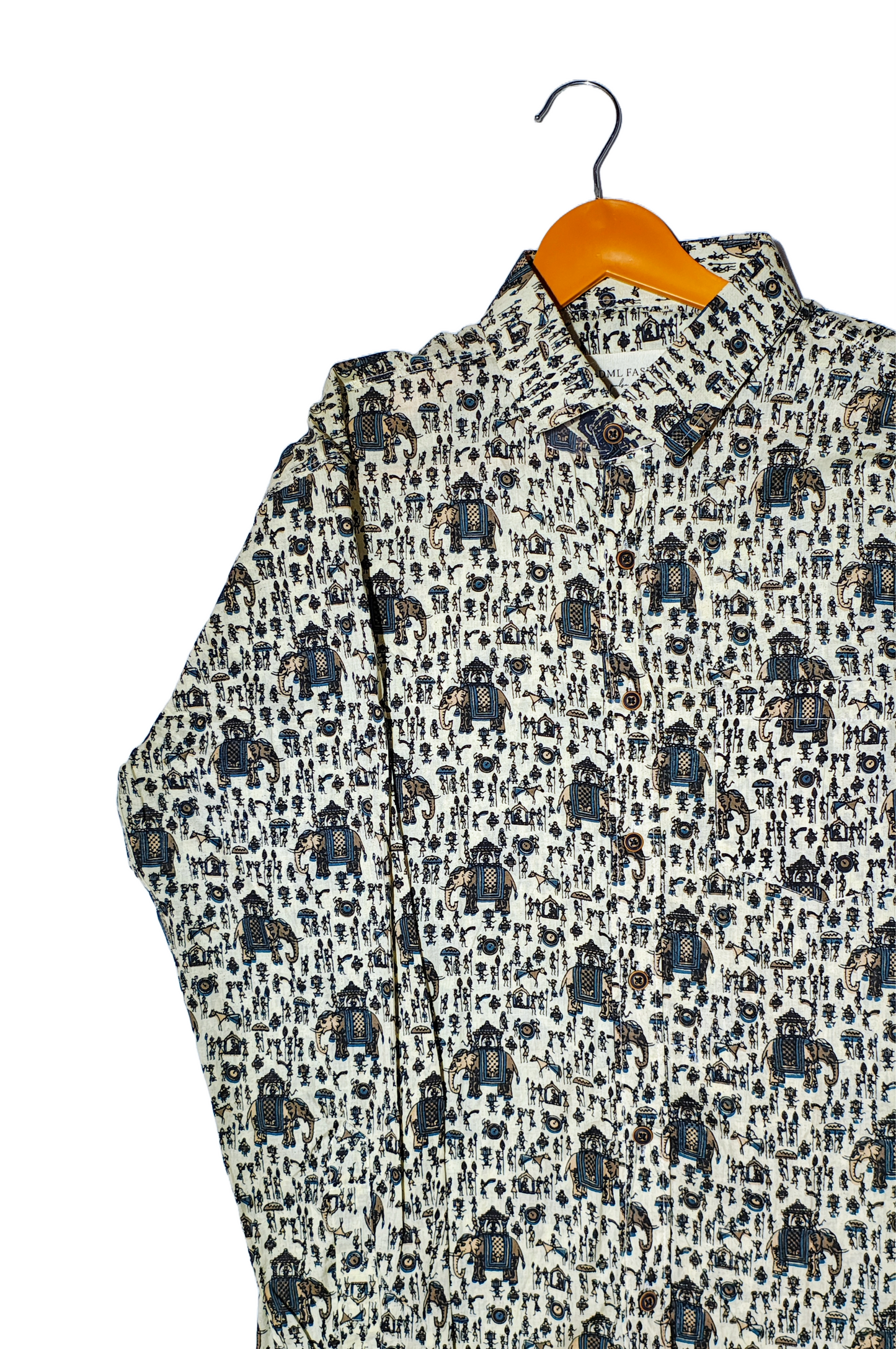 Indigo Elephant Print Cotton Shirt