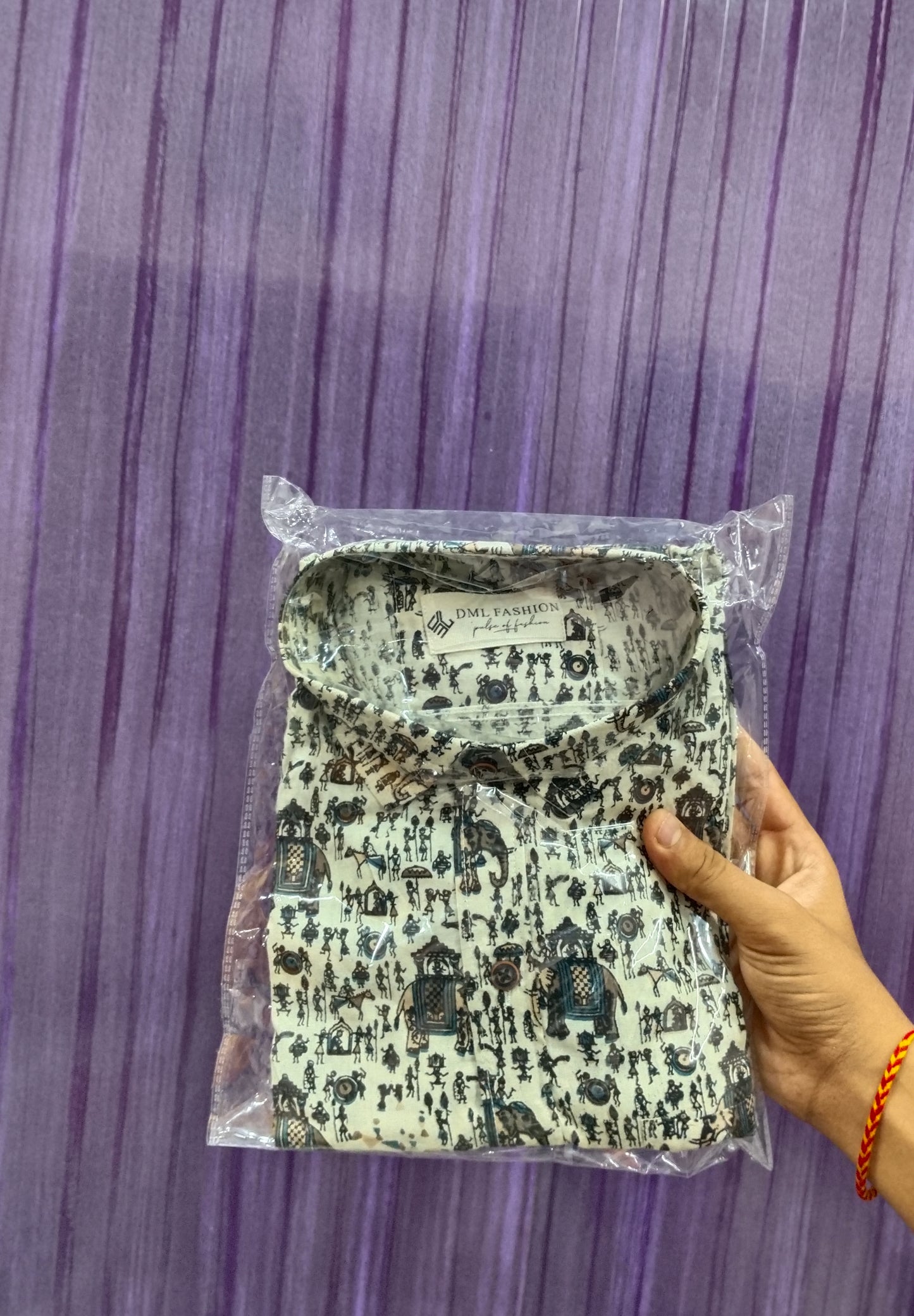 Indigo Elephant Print Cotton Shirt