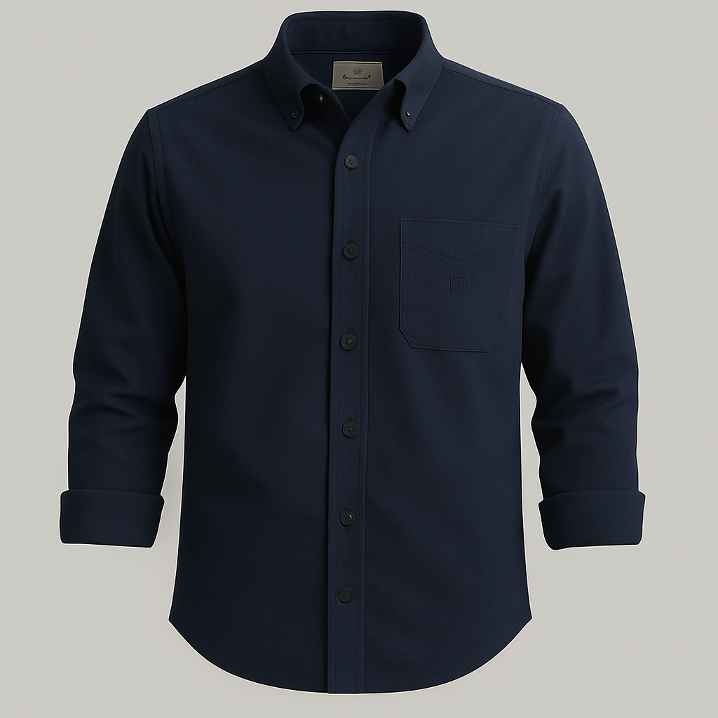 Bold Navy Blue Cotton Button-Down Shirt
