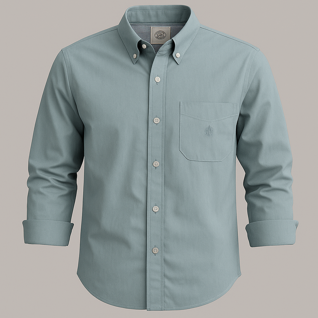 Classic Blue Button-Down Cotton Shirt