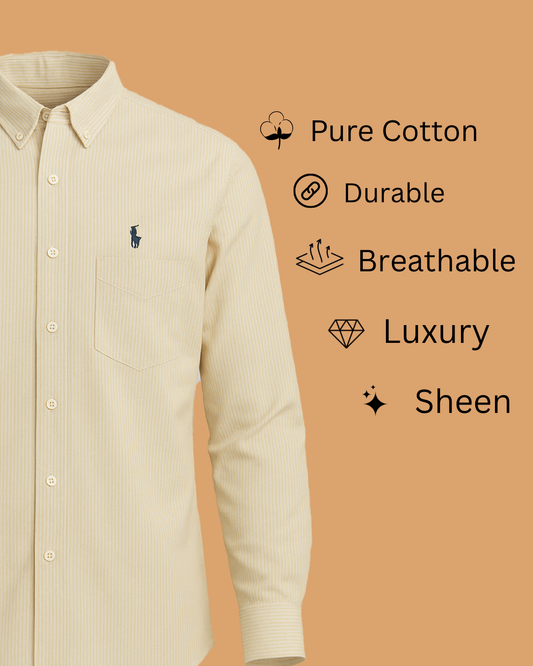 Cream Yellow Striped Cotton Shirt