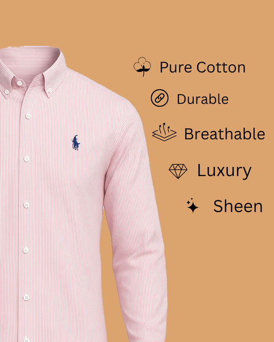 Pastel Pink Striped Cotton Shirt
