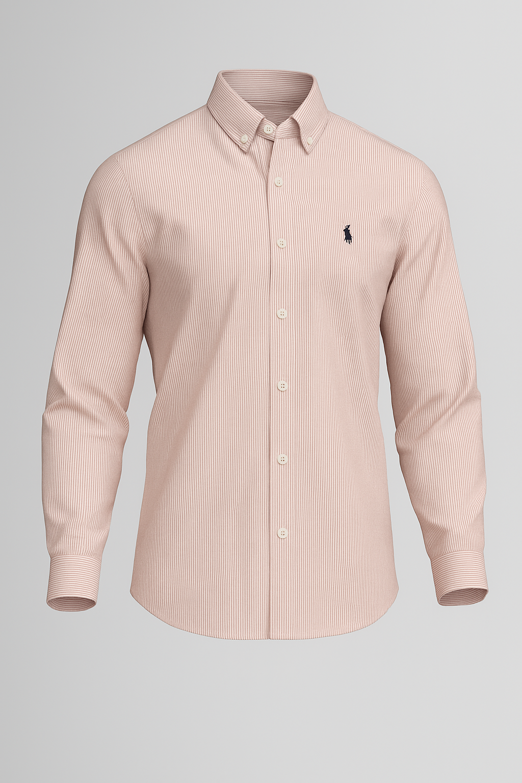 Muted Peach Striped Cotton Shirt