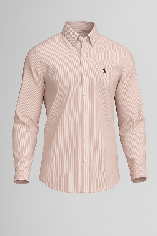 Muted Peach Striped Cotton Shirt