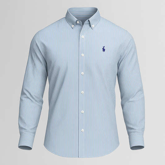 Ice Blue Striped Cotton Shirt
