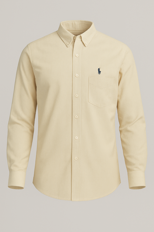 Cream Yellow Striped Cotton Shirt